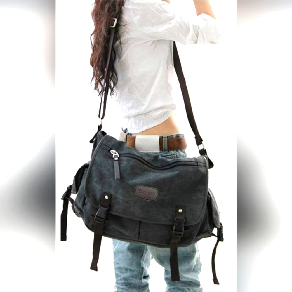 Tao Qiao Vintage Look X-Large Canvas Messenger Bag